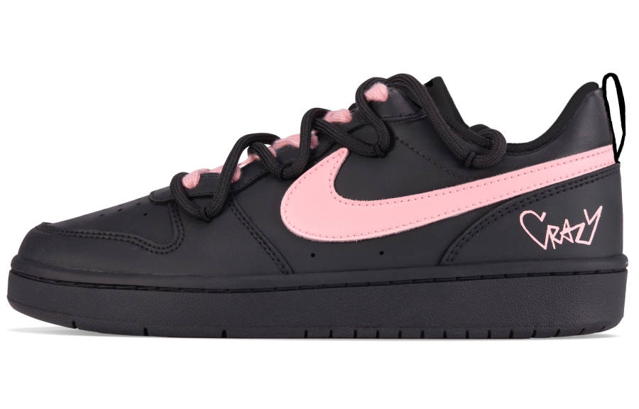 Nike Nike Court Borough Rebellious Girlish Slip Resistant Slip Resistant Low top Skateboard Shoes GS Black Pink