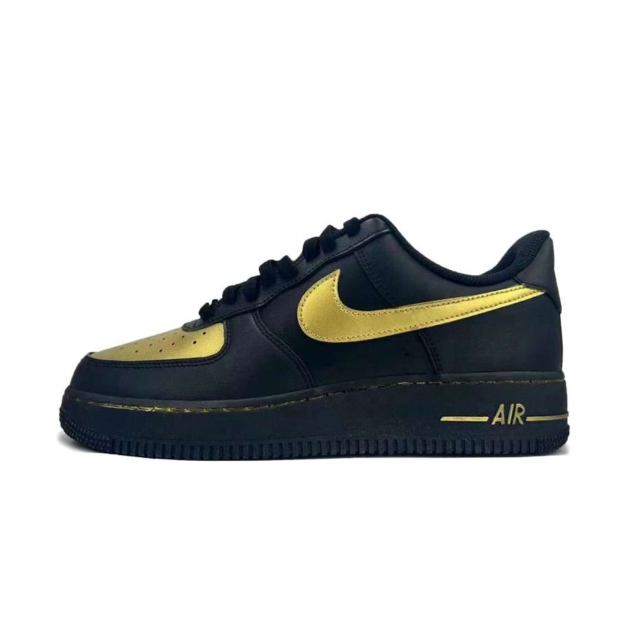 Nike Nike Air Force 1 Ink Shadow Jinhui Low top Skateboard Shoes Unisex Black Gold