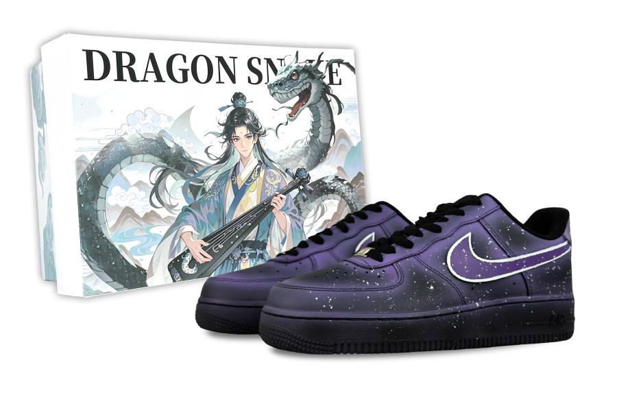 Nike Nike Air Force 1 Starry Sky Box Abrasion Resistant Abrasion Resistant Low top Skateboard Shoes Men's Black Purple