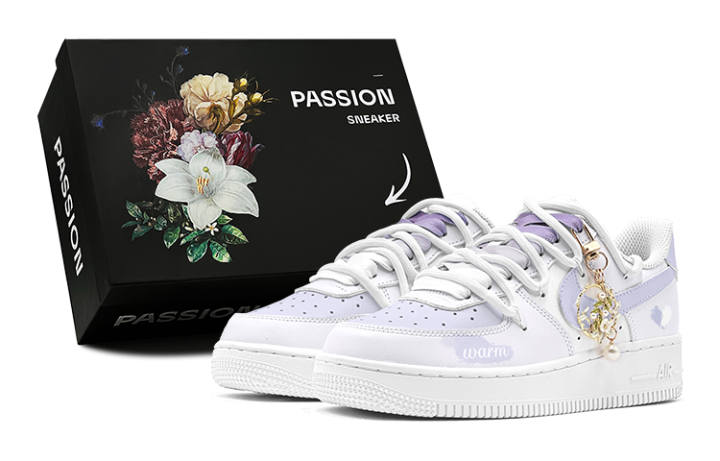 Nike Nike Air Force 1 Slip Resistant Slip Resistant Low top Skateboard Shoes GS Purple White