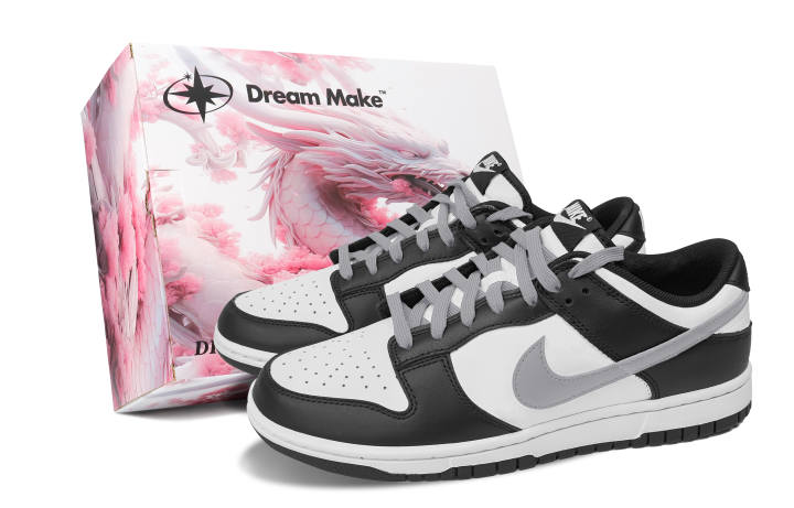 Nike Nike Dunk Vermilion Ink Pink Box Slip Resistant Cushioning Abrasion Resistant Low top Skateboard Shoes Unisex Gray