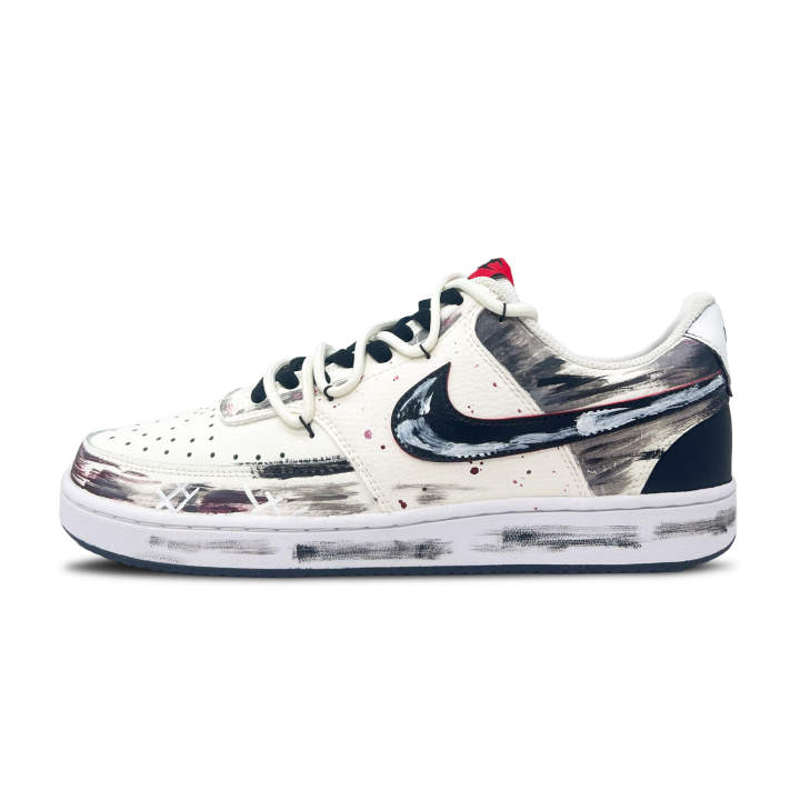 Nike Nike Court Vision 1 Dark Night Footprints Abrasion Resistant Abrasion Resistant Low top Skateboard Shoes Men's Black