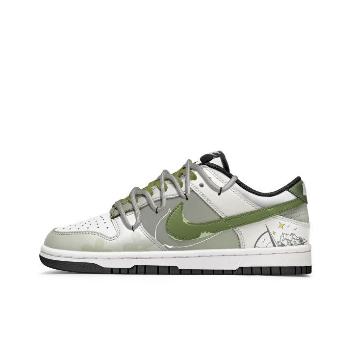 Nike Nike Dunk Slip Resistant Abrasion Resistant Low top Skateboard Shoes Unisex Gray Green