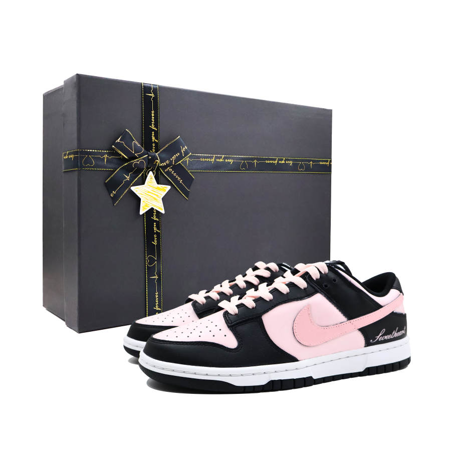 Nike Nike Dunk Sweetheart Leather Cushioning, Wear Resistant Low top Skateboard Shoes Unisex Black Pink