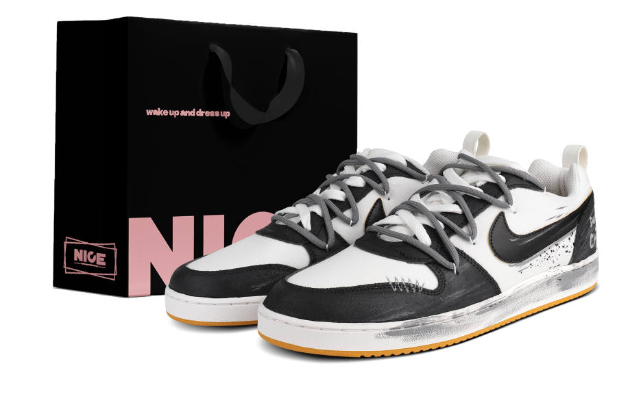 Nike Nike Court Borough Abrasion Resistant Low top Skateboard Shoes Men's Black White