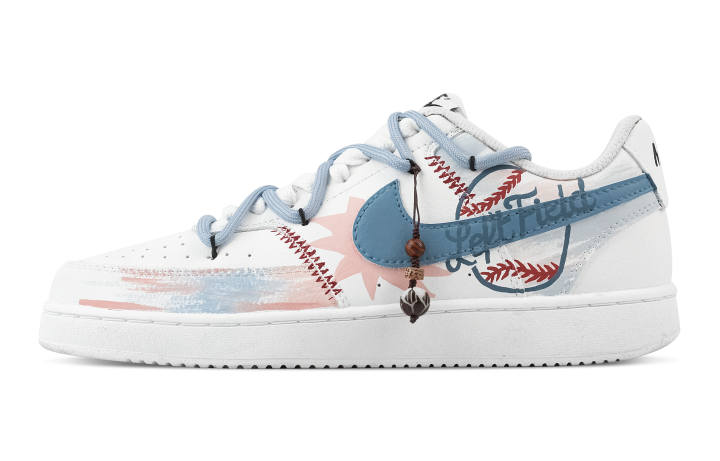 Nike Nike Court Vision 1 Baseball Abrasion Resistant Low top Skateboard Shoes Men's White Blue