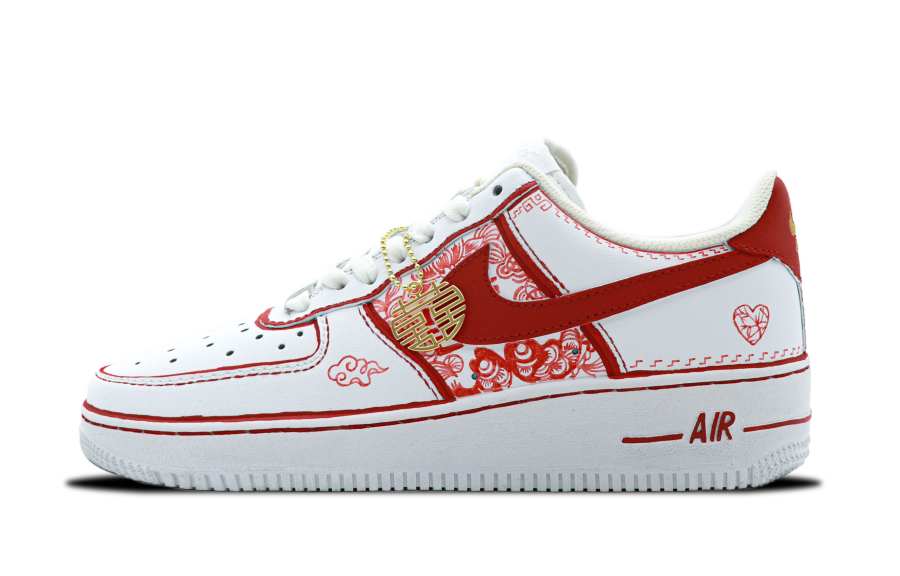 Nike Nike Air Force 1 Low top Skateboard Shoes Women's White Red