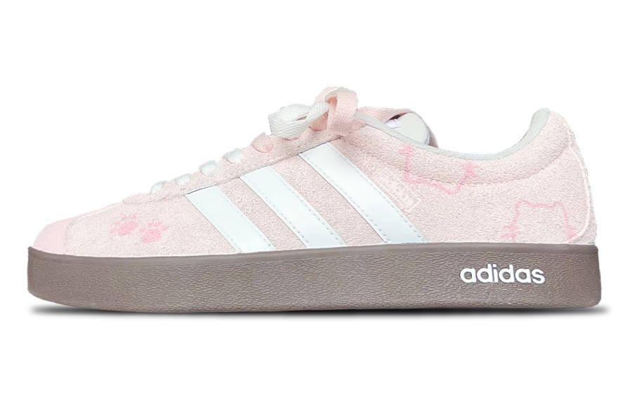 Adidas Adidas VL COURT 2.0 Abrasion Resistant Balance Low top Skateboard Shoes Unisex Cherry Blossom Pink