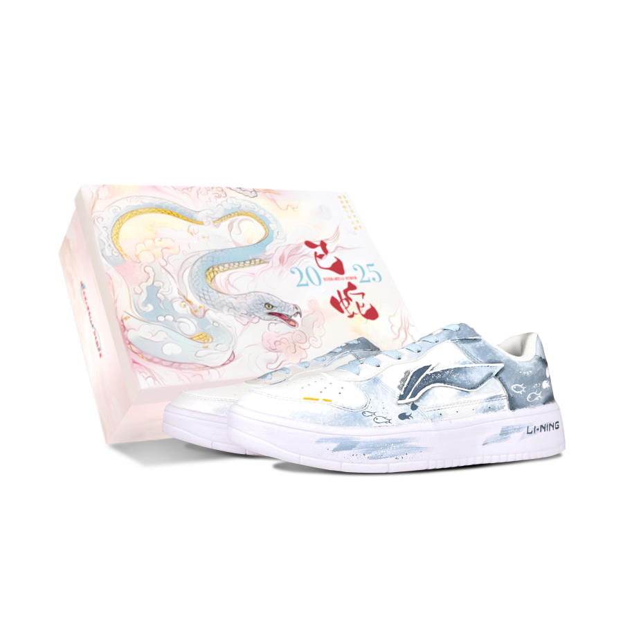Li-Ning Li Ning Floating Boat Cushioning Coverage Abrasion Resistant Low top Skateboard Shoes Unisex White Blue