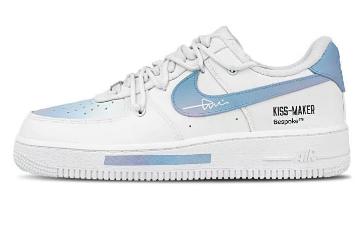 Nike Nike Air Force 1 Synthetic Leather Classic And Versatile Quick Dry Quick Dry Low top Skateboard Shoes Unisex White Blue