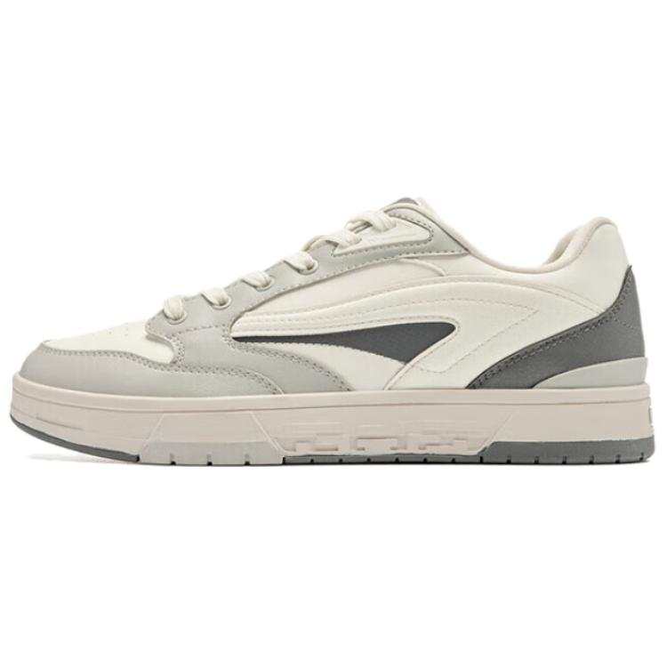 QIAODAN Slip Resistant Abrasion Resistant Low top Skateboard Shoes Men's Beige Gray