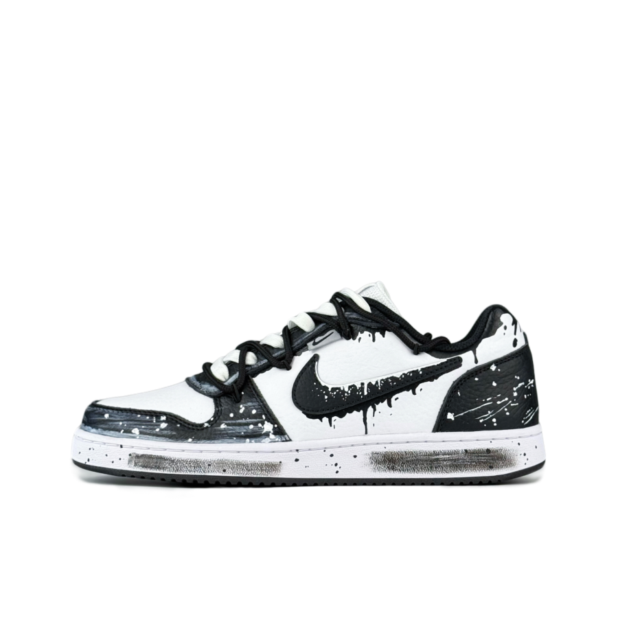 Nike Nike EBERNON Midnight Shooting Stars Synthetic Leather Abrasion Resistant Low top Skateboard Shoes Men's Black White