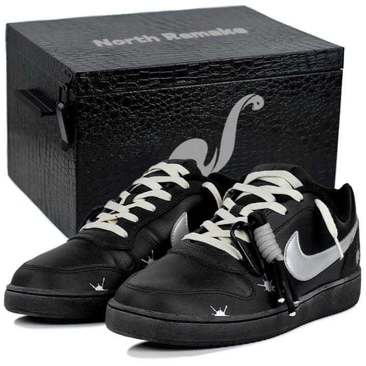 Nike Nike EBERNON Abrasion Resistant Low top Skateboard Shoes Men's Black Silver