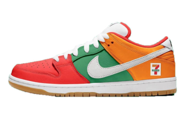 Nike Nike x 7 Eleven Dunk SB Coverage Slip Resistant Low top Skateboard Shoes Unisex Red Green Orange