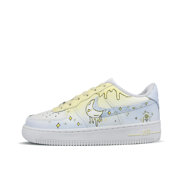 Nike Nike Air Force 1 Galaxy Time Rhythm Slip Resistant Low top Skateboard Shoes Women's Yellow Blue