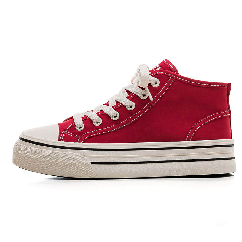 RENBEN Abrasion Resistant Lightweight Coverage Mid top Skateboard Shoes Women's Red