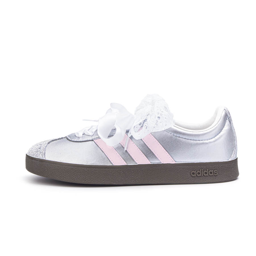Adidas Neo VL Court 2.0 Low top Skateboard Shoes Unisex Silver Pink