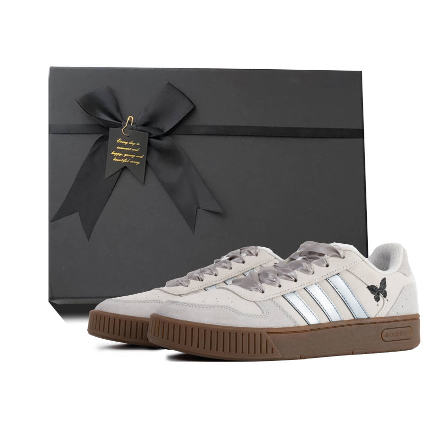 Adidas Neo D PAD Silver Mist Butterfly Non slip Lightweight Low top Skateboard Shoes Unisex Silver Gray