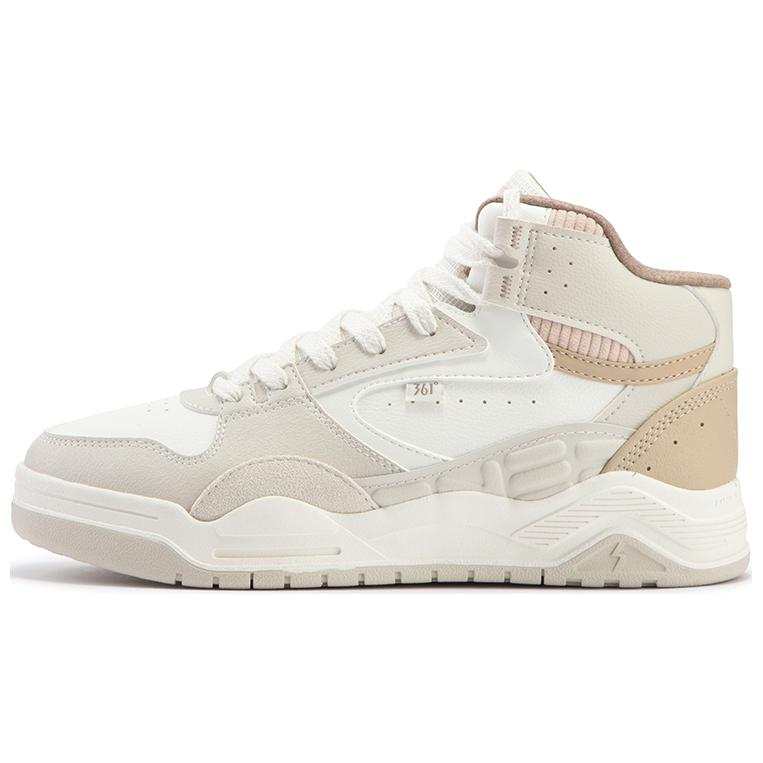 361° Fleece Lined Comfortable Fashion Abrasion Resistant Thermal High top Skateboard Shoes Women's White Beige