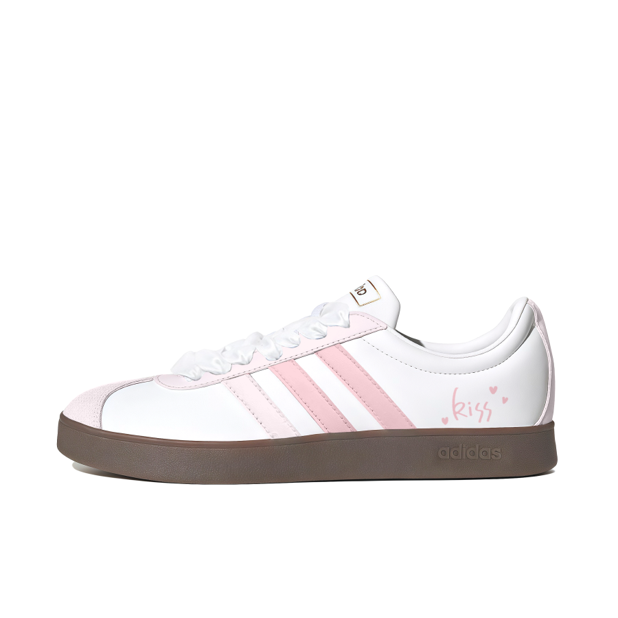 Adidas Adidas VL COURT 2.0 Slip Resistant Abrasion Resistant Low top Skateboard Shoes Women's Pink White