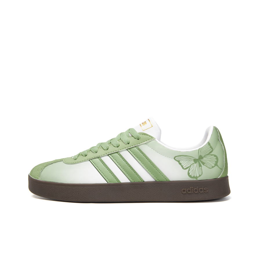 Adidas Neo VL Court 2.0 Leather Slip Resistant Abrasion Resistant Low top Skateboard Shoes Unisex White Green