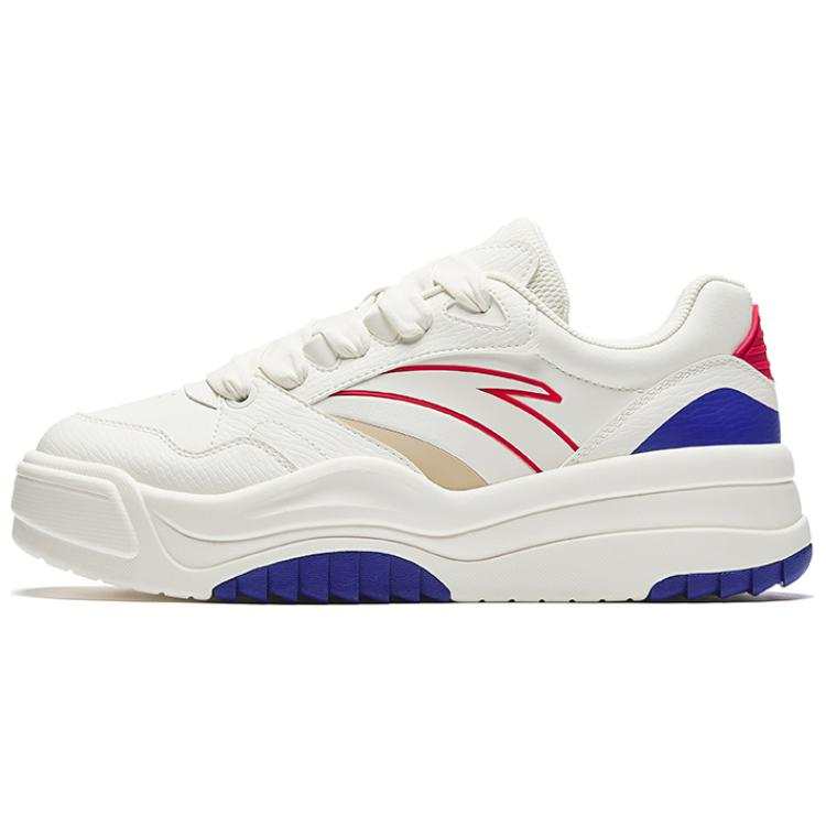 Anta Slip Resistant, Abrasion Resistant, Height Increasing Low top Skateboard Shoes Men's White Blue