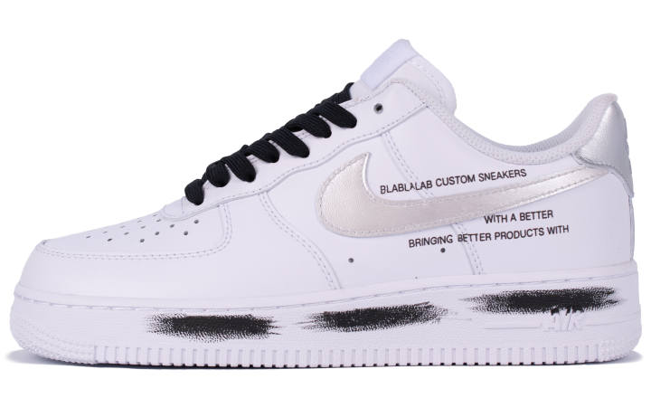 Nike Nike Air Force 1 Slogan BBL Abrasion Resistant Low top Skateboard Shoes Women's Black White Silver