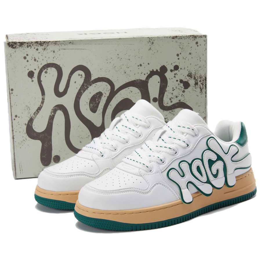 HOGK Slip Resistant, Abrasion Resistant, Height Increasing Skateboard Shoes Unisex Vanilla Butter