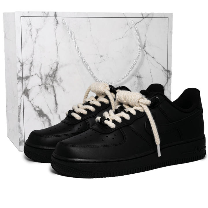 Nike Nike Air Force 1 Black Warrior Minimalist Style Abrasion Resistant Slip Resistant Low top Skateboard Shoes Unisex Black