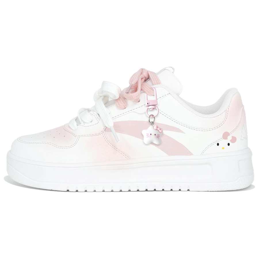 Anta Slip Resistant Abrasion Resistant Slip Resistant Abrasion Resistant Low top Skateboard Shoes Women's White Pink