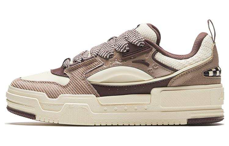 Anta Slightly Sweet Puffy Shoes Cushioning, Wear Resistant Low top Skateboard Shoes Women's Beige Brown
