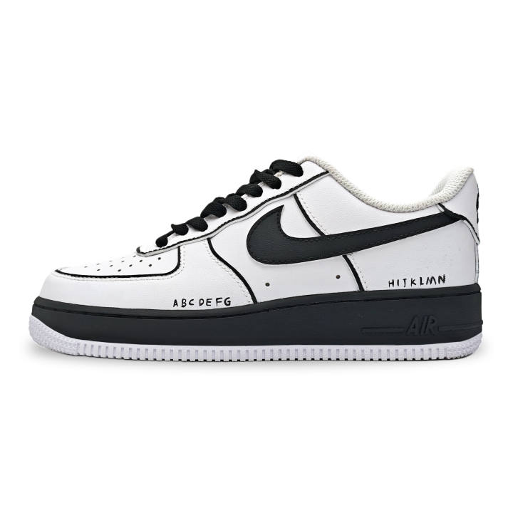 Nike Nike Air Force 1 Letter Boundary Slip Resistant Abrasion Resistant Low top Skateboard Shoes Unisex Black White