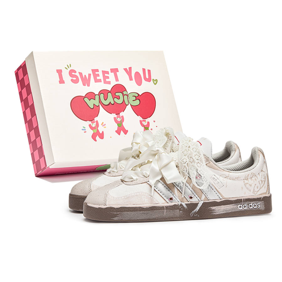 Adidas Neo VL Court 2.0 Heartfelt Signal Cushioning Low top Skateboard Shoes Unisex Beige Brown
