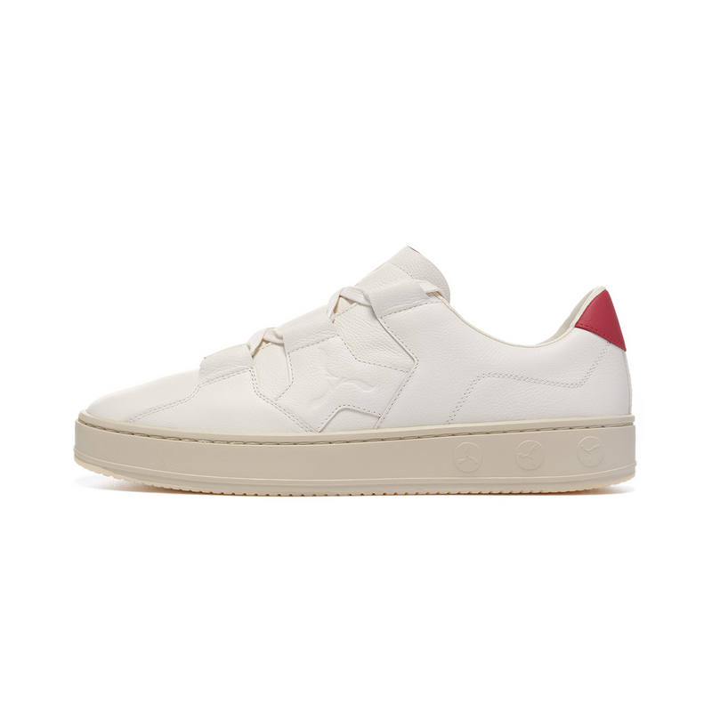 LI-NING 1990 LI NING 1990 Slip Resistant Abrasion Resistant Low top Skateboard Shoes Men's White Red