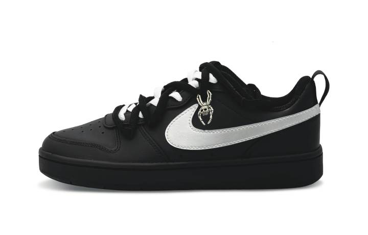 Nike Nike Court Borough 2 Slip Resistant Abrasion Resistant Low top Skateboard Shoes GS Black Silver