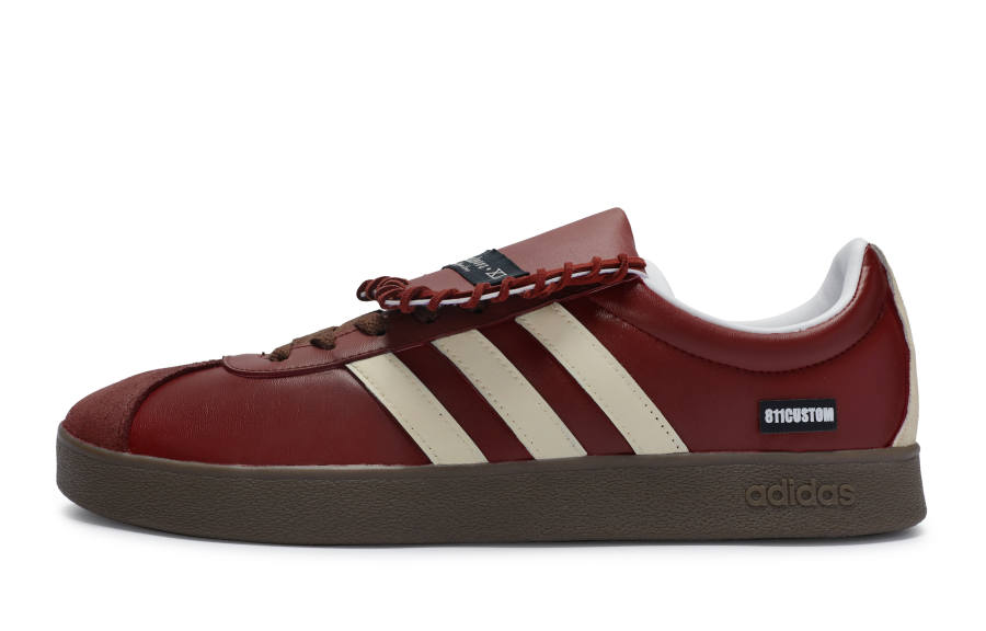 Adidas Neo Vl Court 811 Manufacturing, Burgundy Low top Skateboard Shoes Unisex Red Beige White