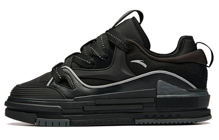 Anta Bump Puffy Shoes Platform Slip Resistant Low top Skateboard Shoes Women's Black
