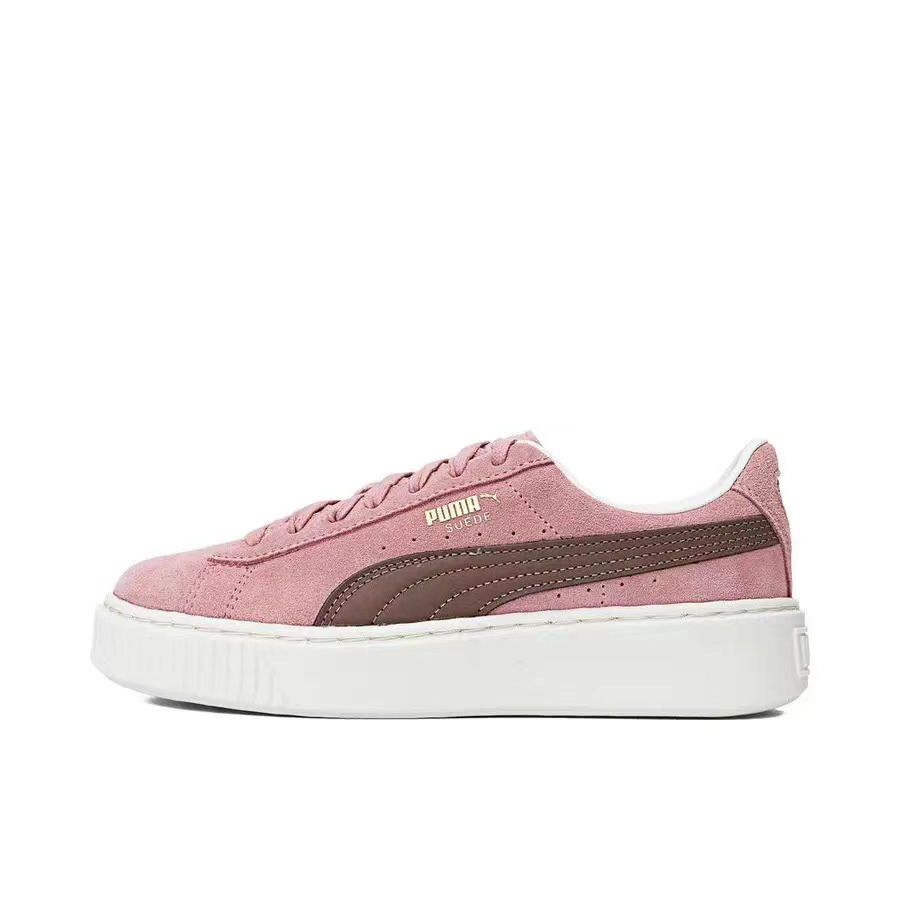 PUMA Basket Platform Core SUEDE PLATFORM CORE Lightweight Low top Skateboard Shoes Women's Red Purple