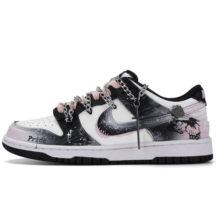 Nike Nike Dunk Dreamy Butterfly Abrasion Resistant Low top Skateboard Shoes Unisex Black Pink