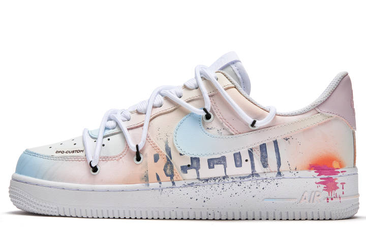 Nike Nike Air Force 1 Freedom Panda, Spring Afterglow Slip Resistant Slip Resistant Low top Skateboard Shoes GS Pink Blue