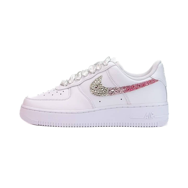 Nike Nike Air Force 1 Pink Diamond Trail Abrasion Resistant Low top Skateboard Shoes Unisex White