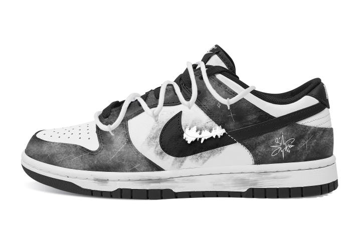 Nike Nike Dunk Night Starlight Abrasion Resistant Low top Skateboard Shoes Unisex Black White