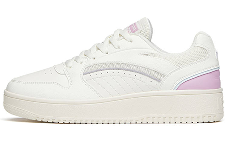 ANTA Skateboard Shoes Women's Low Top Ivory White/Light Mist Gray/Pink Fuchsia