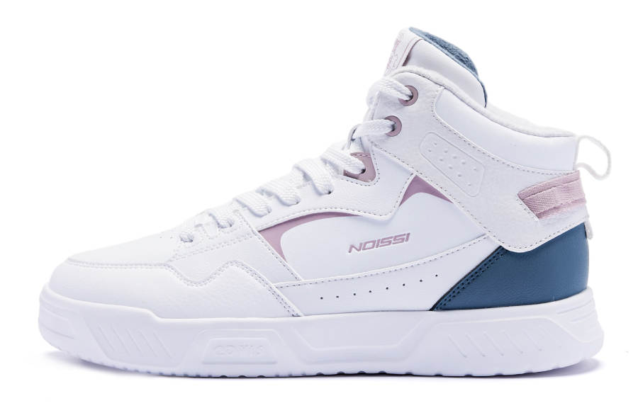 QIAODAN Fleece Lined, Comfortable, Casual Thermal Slip Resistant High top Skateboard Shoes Women's White Blue