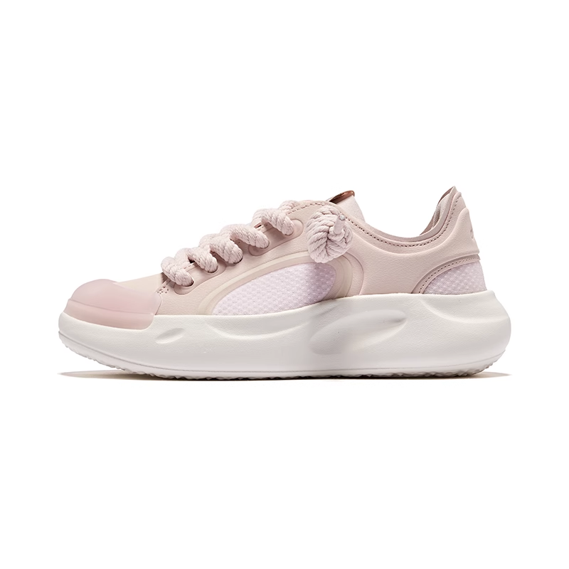 Erke Lightweight Height Increasing Support Low top Skateboard Shoes Women's Yam Gray Dawn Pink