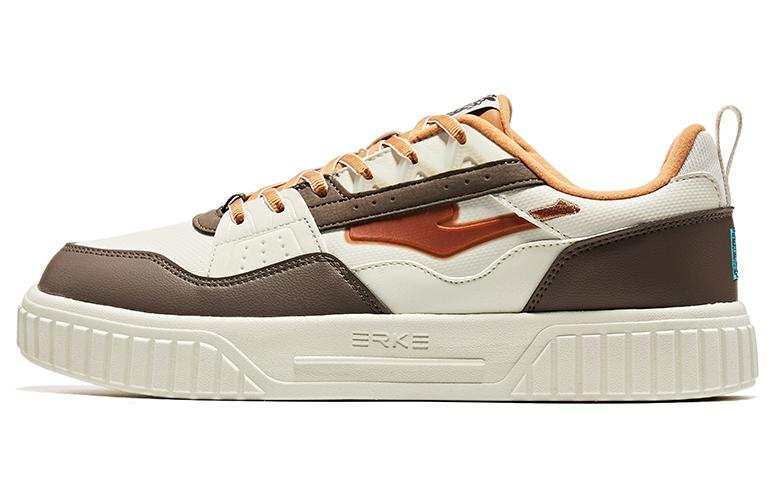 Erke Textile, Synthetic Leather Slip Resistant Abrasion Resistant Low top Skateboard Shoes Men's Cola Brown