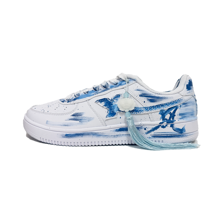 XTEP Air Force 1 Slip Resistant And Breathable Low top Skateboard Shoes Men's White Blue