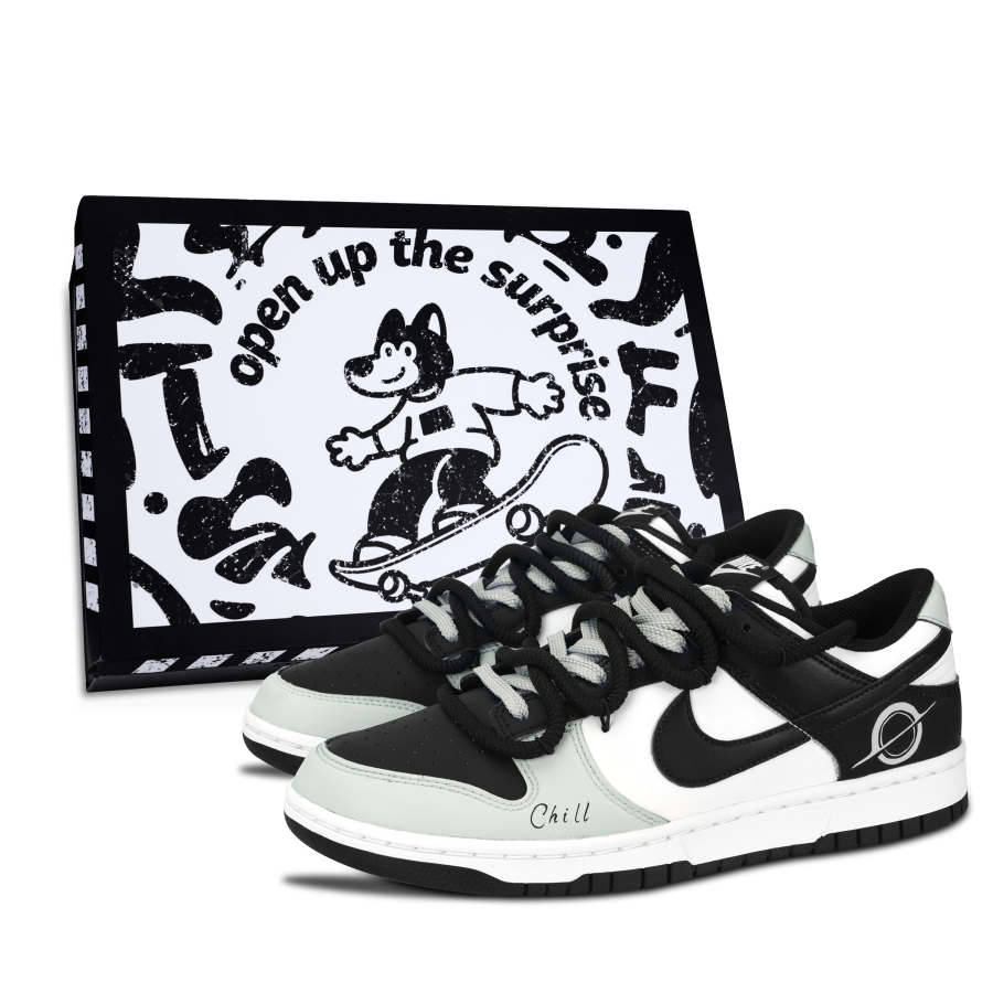 Nike Nike Dunk Black White, Aiming At The Target Black Shoe Box Abrasion Resistant Abrasion Resistant Low top