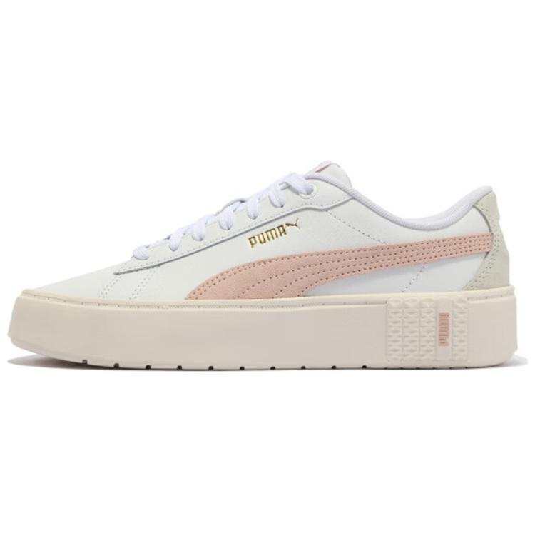 PUMA Smash Platform Comfortable And Lightweight Abrasion Resistant Low top Skateboard Shoes Women's White Pink