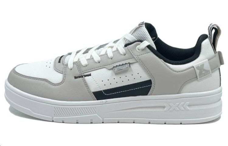 XTEP Slip Resistant Abrasion Resistant Slip Resistant Abrasion Resistant Low top Skateboard Shoes Men's White Gray